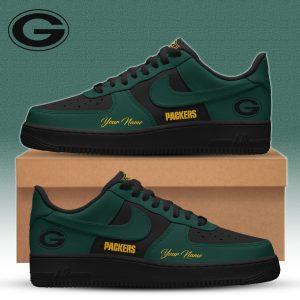 Green Bay Packers | Premium NFL Special Black in Black Limited Edition Shoes AF1